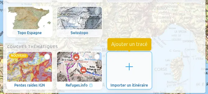 Bouton Ajouter un tracé dans le sélecteur de couches