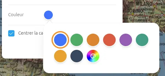 Palette de 8 couleurs et bouton de couleur personnalisée
